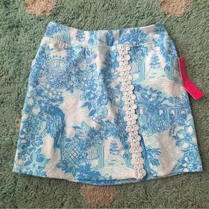 NWT LILLY PULITZER Daphne Skort Luxletic Toile Me About It Blue White 00 SPF 50+